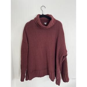 Aerie Oversized Chenille Turtleneck Small Burgundy